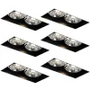 QAZQA Set mit 6 Einbaustrahlern schwarz GU10 70mm 2-flammig randlos - Oneon