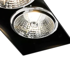 QAZQA Set mit 6 Einbaustrahlern schwarz GU10 70mm 2-flammig randlos - Oneon