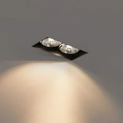 QAZQA Set mit 6 Einbaustrahlern schwarz GU10 70mm 2-flammig randlos - Oneon