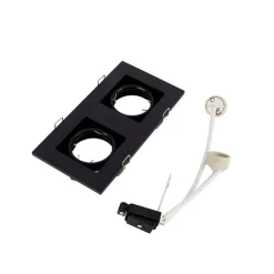 QAZQA Set mit 6 Einbaustrahlern schwarz rechteckig 2-flammig - Qure