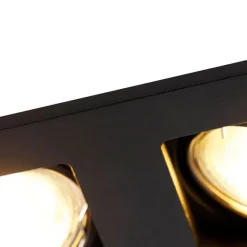 QAZQA Set mit 6 Einbaustrahlern schwarz rechteckig 2-flammig - Qure