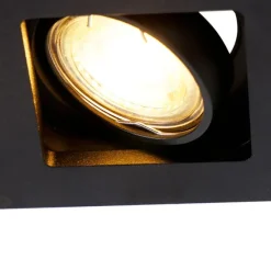 QAZQA Set mit 6 Einbaustrahlern schwarz rechteckig 2-flammig - Qure