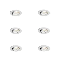 QAZQA Set mit 6 Einbaustrahlern Weiß Neigbar 6,5 cm inkl. LED IP54 Ultra Slim - Pupil