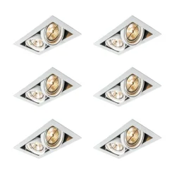 QAZQA Set mit 6 Einbaustrahlern Weiß AR111 Verstellbar 2-Lichter - Oneon