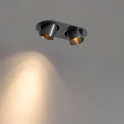 QAZQA Set mit 6 Einbaustrahlern Gunmetal GU10 35mm Schwenkbar 2-Licht - Installa