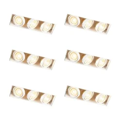 QAZQA Set mit 6 Einbaustrahlern Weiß Verstellbar Rahmenlos 3-Lichter - Oneon