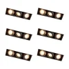 QAZQA Set mit 6 Einbaustrahlern Schwarz Verstellbar Rahmenlos 3-Lichter - Oneon