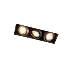 QAZQA Set mit 6 Einbaustrahlern Schwarz Verstellbar Rahmenlos 3-Lichter - Oneon