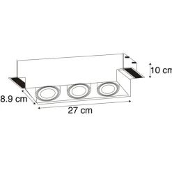 QAZQA Set mit 6 Einbaustrahlern Schwarz Verstellbar Rahmenlos 3-Lichter - Oneon