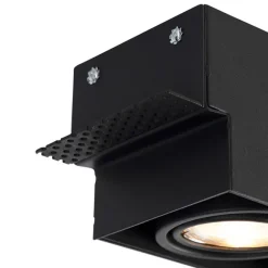 QAZQA Set mit 6 Einbaustrahlern Schwarz Verstellbar Rahmenlos 3-Lichter - Oneon