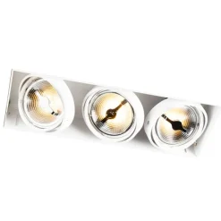 QAZQA Set mit 6 Einbaustrahlern Weiß AR111 Trimless 3-Licht - Oneon