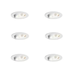 QAZQA Professional Set mit 6 Einbaustrahlern Weiß 6,8 cm inkl. LED 750 lm Dimmbar IP65 - Gaius