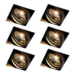 QAZQA Set mit 6 Einbaustrahlern schwarz GU10 AR111 Trimless - Oneon