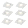 QAZQA Set mit 6 Einbaustrahlern weiß quadratisch GU10 50mm IP44 - Xena