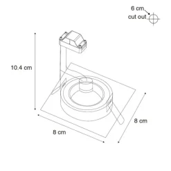 QAZQA Set mit 6 Einbaustrahlern weiß quadratisch GU10 50mm IP44 - Xena