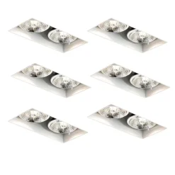 QAZQA Set mit 6 Einbaustrahlern weiß GU10 70 mm 2-flammig ohne Rahmen - Oneon