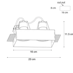 QAZQA Set mit 6 Einbaustrahlern weiß GU10 70 mm 2-flammig ohne Rahmen - Oneon