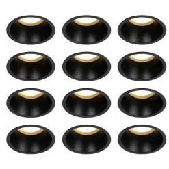 QAZQA Set mit 12 Einbaustrahlern schwarz GU10 70mm IP44 - Dept