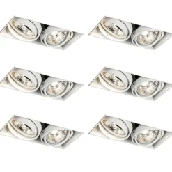 QAZQA Set mit 6 Einbaustrahlern weiß GU10 70mm 2-flammig Trimless - Oneon