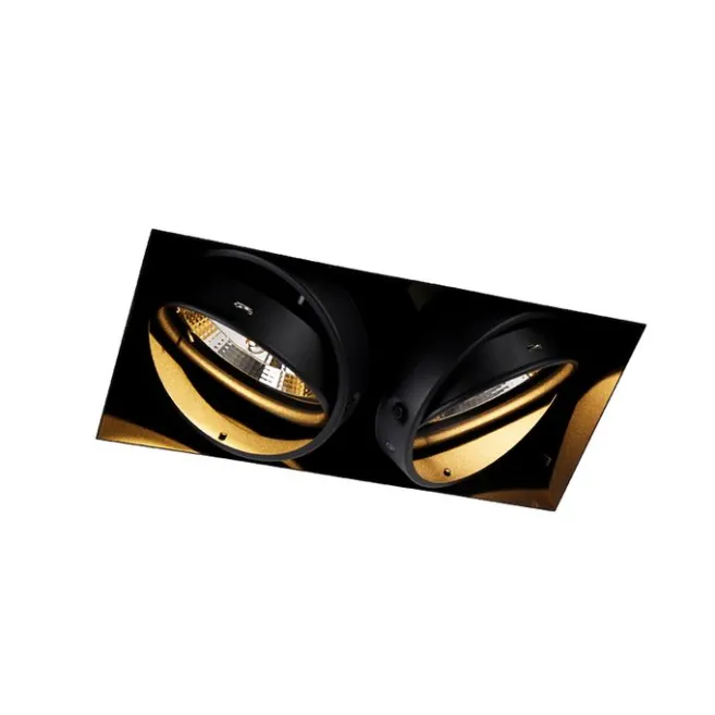 QAZQA Set mit 3 Einbaustrahlern, schwarz, GU10 AR111, randlos, 2-flammig – Oneon