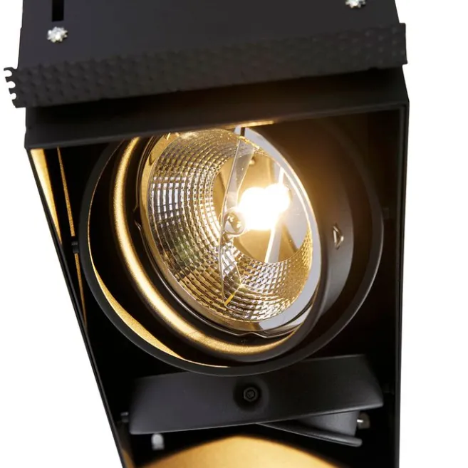 QAZQA Set mit 3 Einbaustrahlern, schwarz, GU10 AR111, randlos, 2-flammig – Oneon