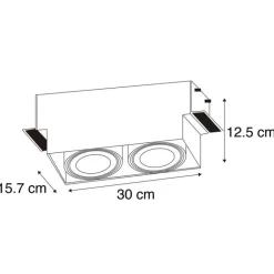 QAZQA Set mit 3 Einbaustrahlern, schwarz, GU10 AR111, randlos, 2-flammig – Oneon