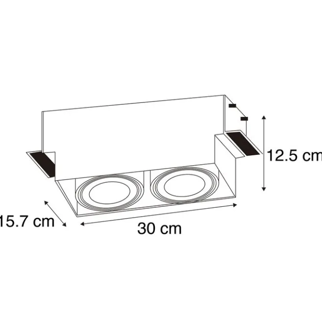 QAZQA Set mit 3 Einbaustrahlern, schwarz, GU10 AR111, randlos, 2-flammig – Oneon
