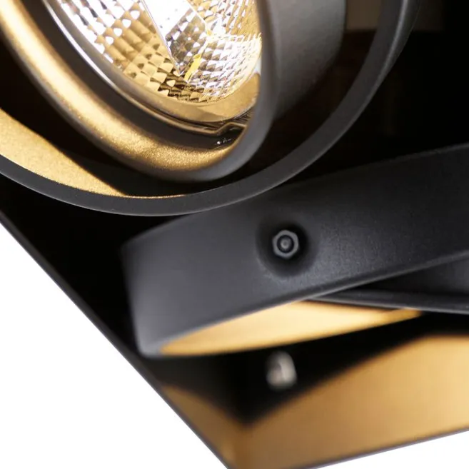 QAZQA Set mit 3 Einbaustrahlern, schwarz, GU10 AR111, randlos, 2-flammig – Oneon