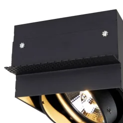 QAZQA Set mit 3 Einbaustrahlern, schwarz, GU10 AR111, randlos, 2-flammig – Oneon