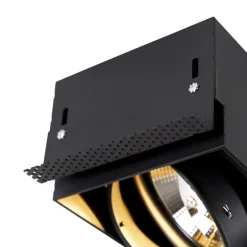 QAZQA Set mit 3 Einbaustrahlern, schwarz, GU10 AR111, randlos, 2-flammig – Oneon