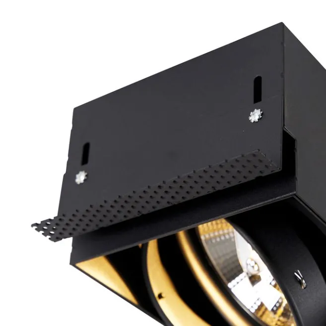 QAZQA Set mit 3 Einbaustrahlern, schwarz, GU10 AR111, randlos, 2-flammig – Oneon