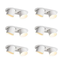 QAZQA Set mit 6 Einbaustrahlern Weiß GU10 70mm Schwenkbar 2-Licht - Installa
