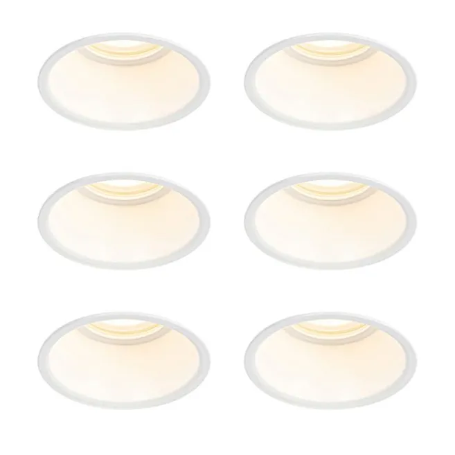 QAZQA Set mit 6 Einbaustrahlern weiß GU10 50mm IP44 - Dept