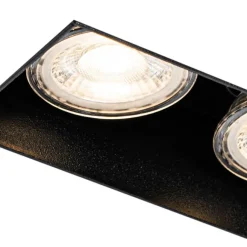 QAZQA Set mit 6 Einbaustrahlern schwarz GU10 50mm 2-flammig ohne Rahmen - Oneon