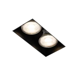 QAZQA Set mit 6 Einbaustrahlern schwarz GU10 50mm 2-flammig ohne Rahmen - Oneon