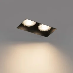 QAZQA Set mit 6 Einbaustrahlern schwarz GU10 50mm 2-flammig ohne Rahmen - Oneon