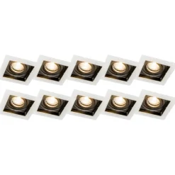 QAZQA Set mit 10 Einbaustrahlern aus weißem Stahl - Carree