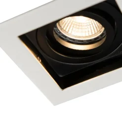 QAZQA Set mit 10 Einbaustrahlern aus weißem Stahl - Carree