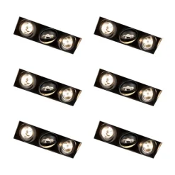 QAZQA Set mit 6 Einbaustrahlern schwarz GU10 AR70 Trimless 3-Licht - Oneon