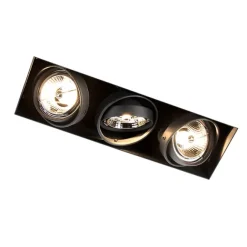 QAZQA Set mit 6 Einbaustrahlern schwarz GU10 AR70 Trimless 3-Licht - Oneon