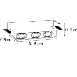 QAZQA Set mit 6 Einbaustrahlern schwarz GU10 AR70 Trimless 3-Licht - Oneon
