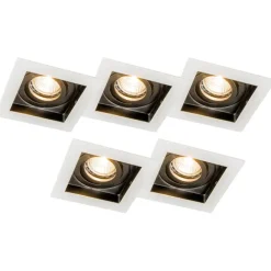 QAZQA Set mit 5 Einbaustrahlern aus weißem Stahl - Carree
