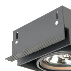 QAZQA Set mit 6 Einbaustrahlern schwarz AR111 schwenkbar und neigbar Trimless 2-Licht - Oneon