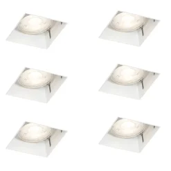 QAZQA Set mit 6 Einbaustrahlern weiß GU10 50 mm randlos - Oneon