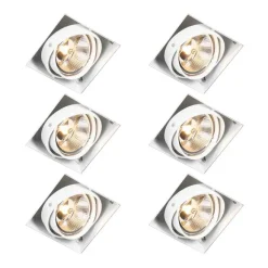 QAZQA Set mit 6 Einbaustrahlern weiß GU10 AR111 Trimless Verstellbar - Oneon