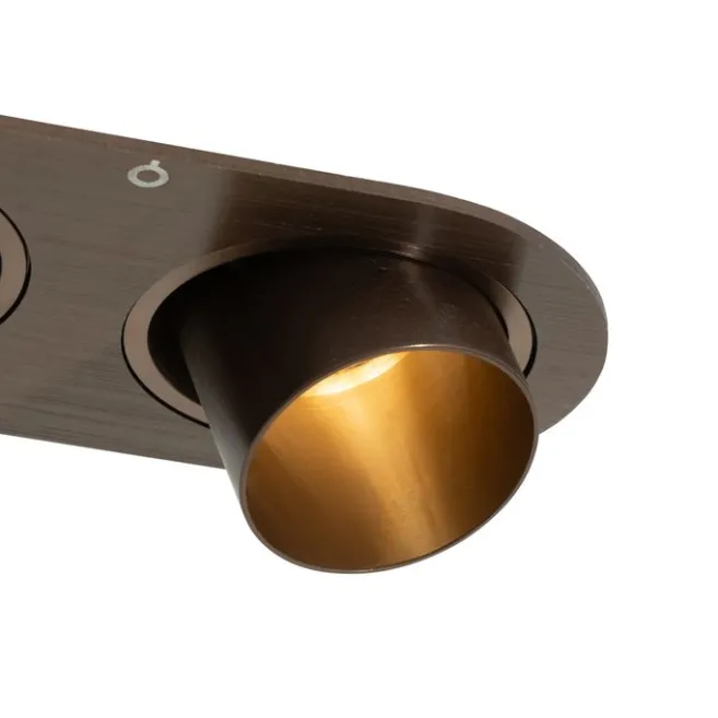 QAZQA Set mit 6 Einbaustrahlern Dunkelbronze GU10 35mm Neigbar 2-Lichter - Installa