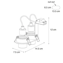 QAZQA Set mit 6 Einbaustrahlern Dunkelbronze GU10 35mm Neigbar 2-Lichter - Installa