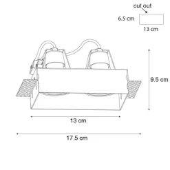 QAZQA Set mit 6 Einbaustrahlern weiß GU10 50mm 2-flammig ohne Rahmen - Oneon