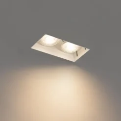 QAZQA Set mit 6 Einbaustrahlern weiß GU10 50mm 2-flammig ohne Rahmen - Oneon