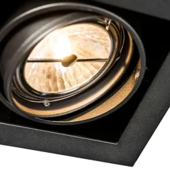 QAZQA Set mit 6 Einbaustrahlern schwarz AR111 verstellbar - Oneon